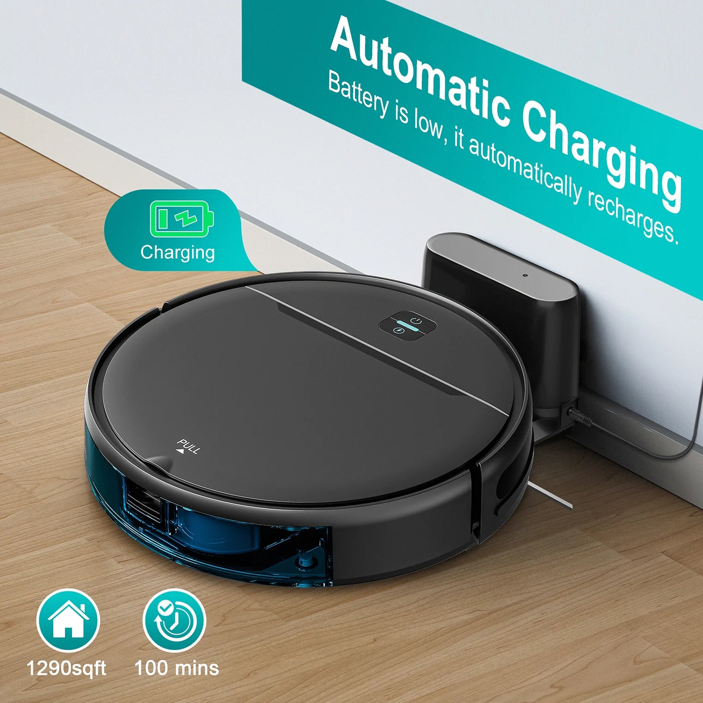 Noreter Robotic Vacuum 35KPa Auto-Charge/Vacuum-Mop 2-in-1 Programmable Cleaner Hardwood/Tile/Carpet Smart Cleaning System
