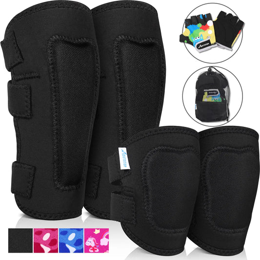 MOVTOTOP Protective Gear Set Kids Sports Protective Gears Knee Pads Elbow Pads Gloves for Cycling Skateboarding Size L/XL