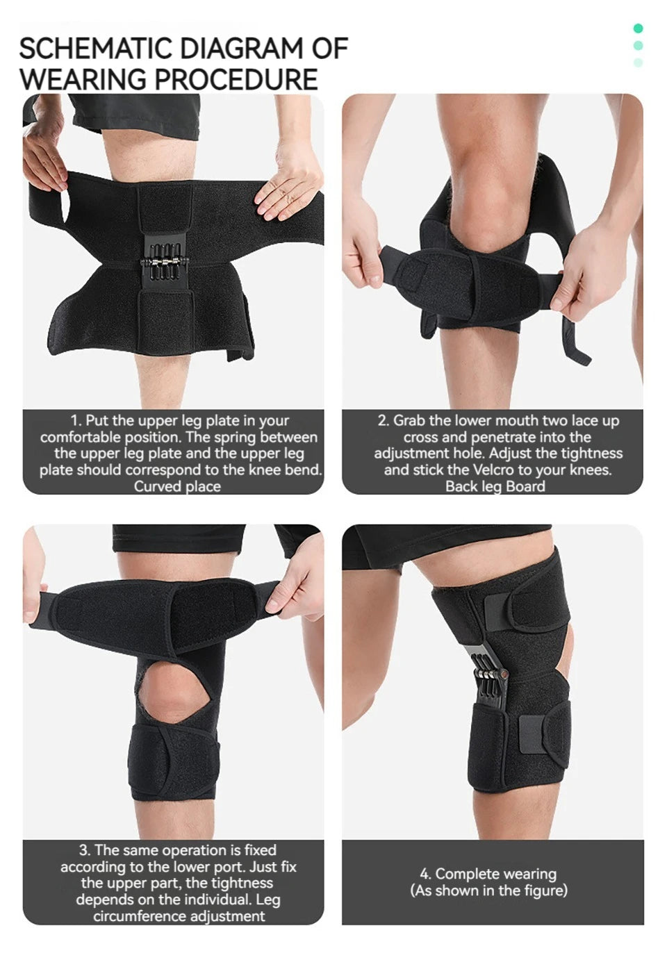 GOBYGO 1Pcs Adjustable Knee Booster Knee Brace For Patella Immobilization Squatting Knee Protector Outdoor Mountaineering Unisex
