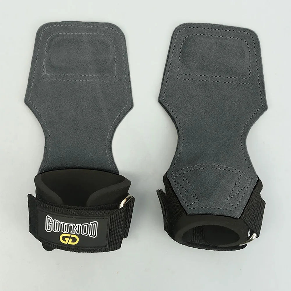 Wrist Straps for Weightlifting Double Layers Cow Leather Gloves Women Men Deadlift Maximum Grip Support Bench Press Pull-up F18