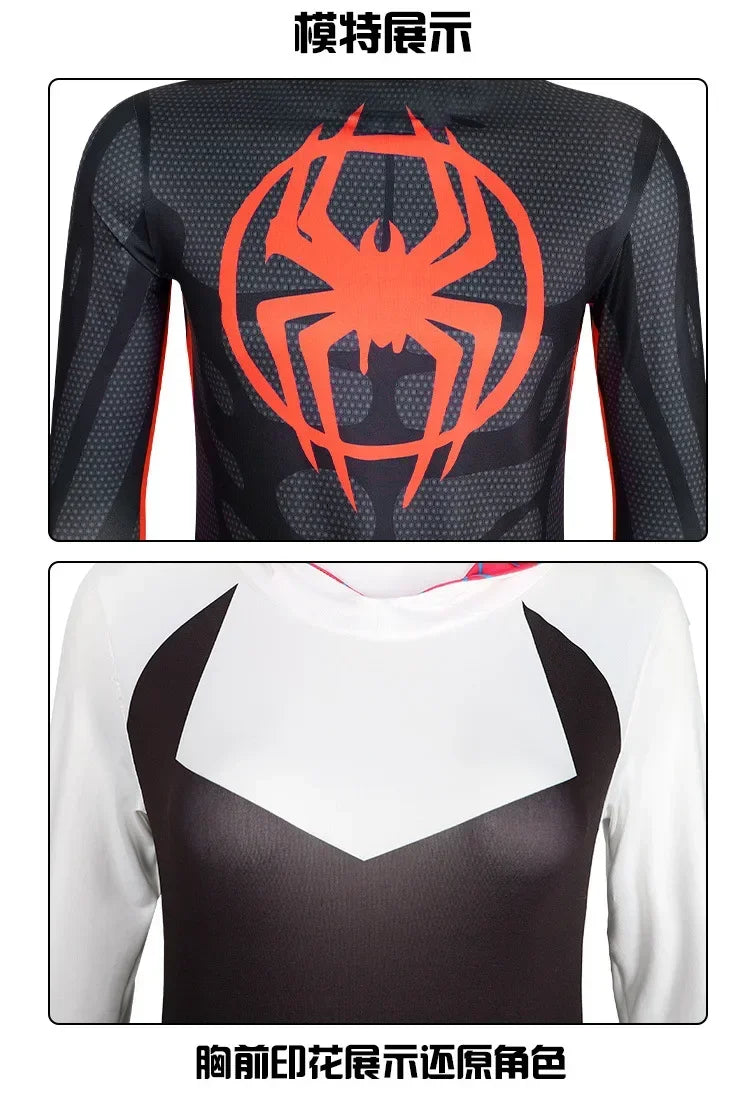 Spider-Man: Into The Spider-Verse Cosplay Costume Gwen Miles Spider Man Suit Bodysuit Lovers Adult Kids Party Dress Up