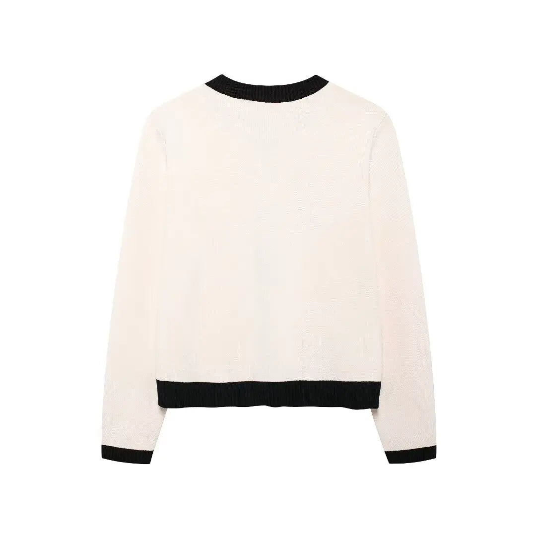 TRAFZA Autumn Fashion Women Sweater Coats Solid O-Neck Long Sleeves Pockets Buttons Single Breasted Female Casual Knitted Coat
