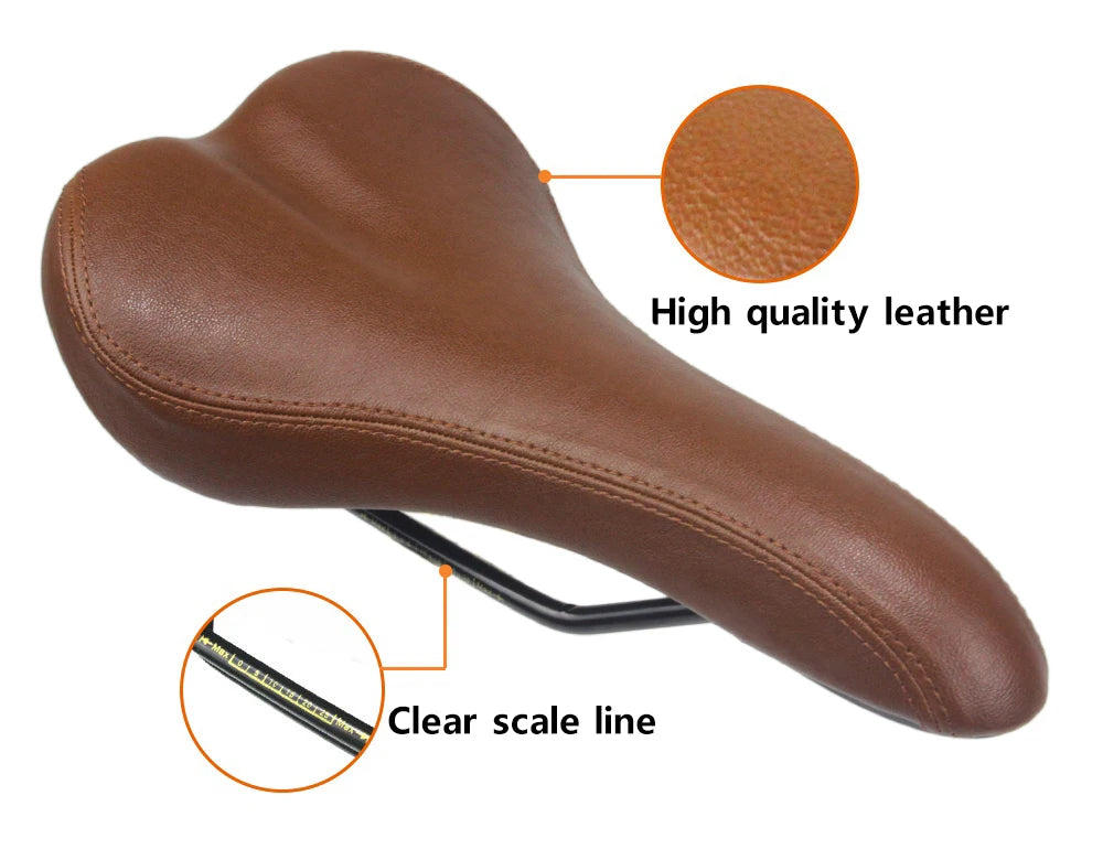 HEPPE MTB Road Bike Saddle Vintage Bike Seat Classical Cycling Saddle Retro Cushion Brown PU Leather Bike Saddle Bike Parts