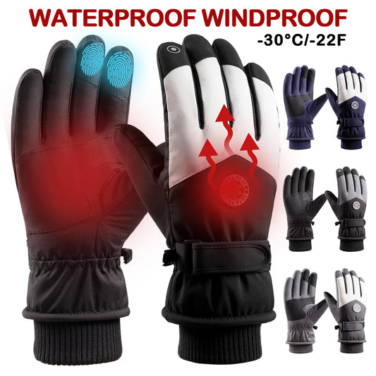 Waterproof Ski Gloves Thermal Touchscreen Snowboard Gloves Warm Winter Snow Gloves Windproof Bike Cycling Gloves Fits Men Wome