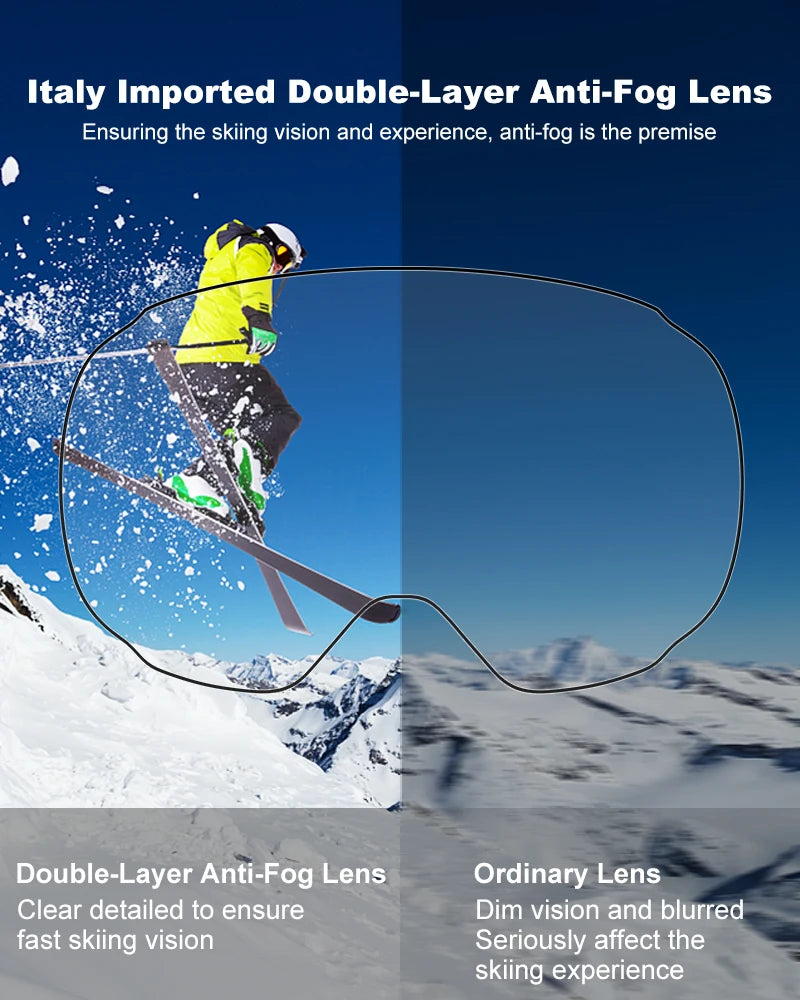 PHMAX Magnetic Ski Goggles UV400 Skiing Eyewear Anti-fog Lens Women Men Winter Outdoor Sports Mountain Snowboard Big Snow Goggle