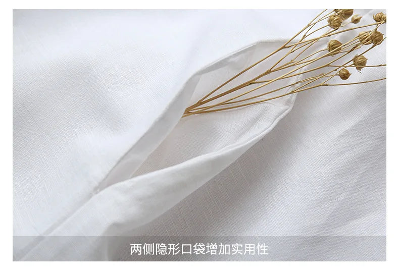 Dresses 2025 Woman Cotton Linen Square Collar Sleeveless Summer White Black Short Mini Holiday Beach Streetwear Elegant Vestidos