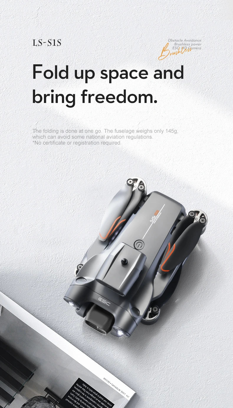 Popular S1S drone 8K high-definition dual camera brushless motor four axis foldable obstacle avoidance aircraft children's toy