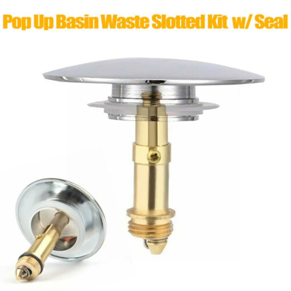 Brass Chrome Pop Up Basin Waste Drain Filter Bathroom Sink Push Button Click Clack Plug Hair Catcher Bathtub Drain Stopper