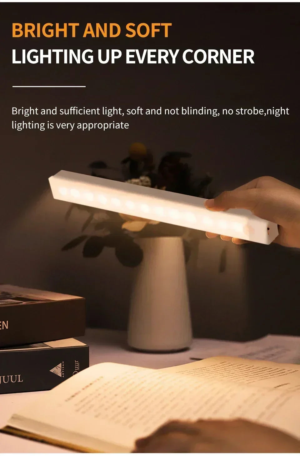 Wireless LED Motion Sensor Cabinet Light USB Rechargeable Led Night Light Cabinet Wardrobe Magnetic LampUnder Backlight For Room