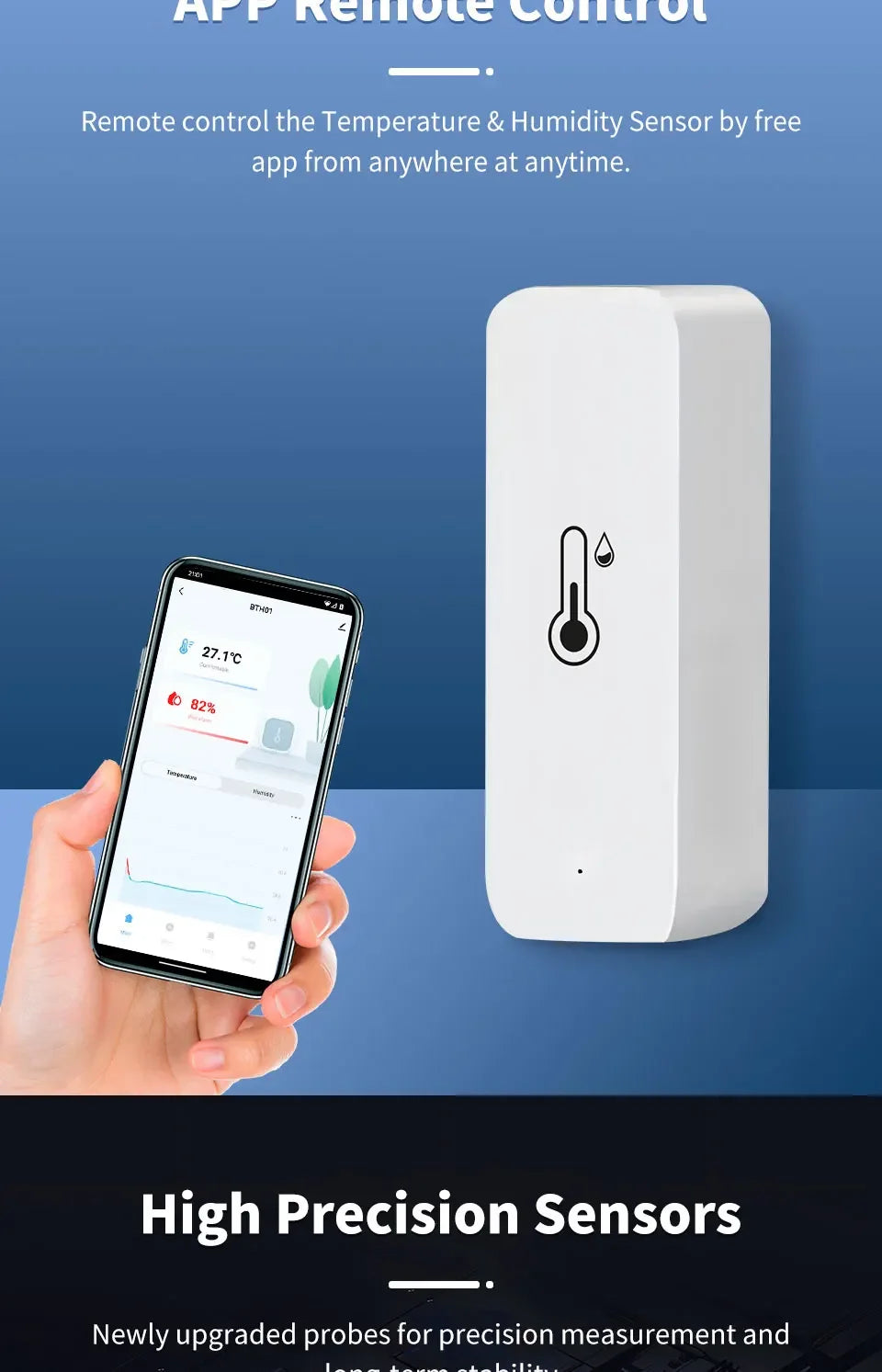 Support Tuya Zigbee Temperature Humidity Sensor Smart Home Device Compatible with Google Home Alexa for Environmental Monitoring