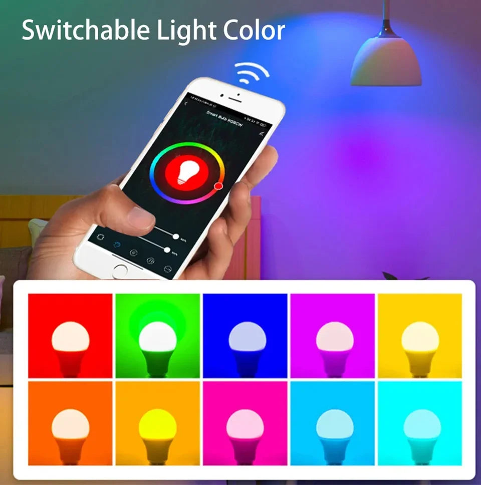 Tuya WiFi Bluetooth E27 Smart Bulb RGBCW 100-240V 15W LED Lamp E27 Light Bulbs App Voice Control Support Alexa Google Home Alice