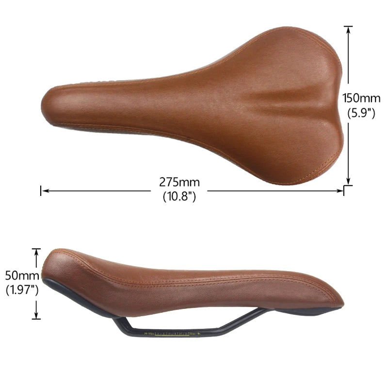 HEPPE MTB Road Bike Saddle Vintage Bike Seat Classical Cycling Saddle Retro Cushion Brown PU Leather Bike Saddle Bike Parts