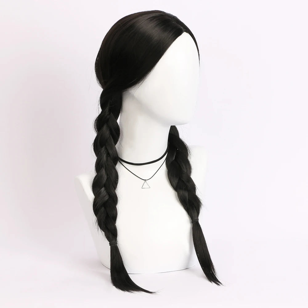 26 Inch Synthetic Black Braided Wig Hair With None Lace For Party Cosplay Daily Use Music Festival Christmas Halloween