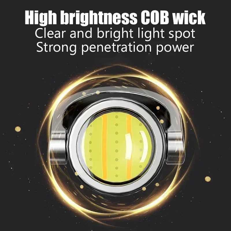 Mini Portable Keychain Flashlight Multifunction COB Work Light 6 Modes Emergency Rechargeable Light for Walking Searching Hiking