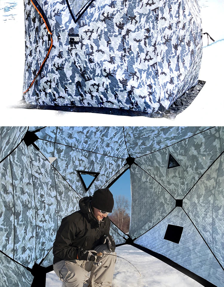 Outdoor Ice Fishing Tent Equipment Winter Fishing Thickened Cotton Quick-Open Quilted Warm And Cold-Proof Four-Person House
