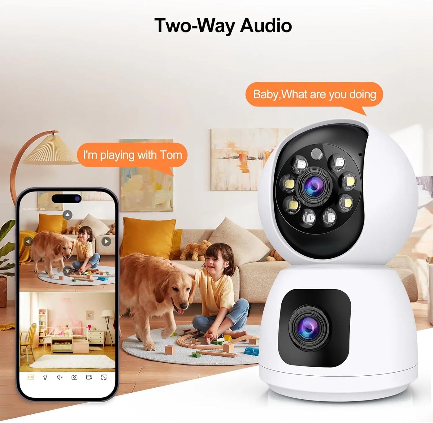 8MP Dual Lens Tuya 5G WIFI IP Camera 4K HD Dual Screen PTZ Home Security Camera Auto Tracking Indoor Wireless Video Surveillance