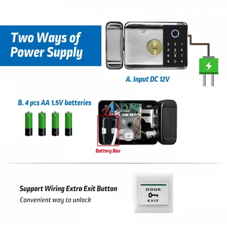 Outdoor Waterproof Tuya Smart Lock with Remote Control IC Card Digital Key-pad Electronic Biometria Security Lock For Gate Door