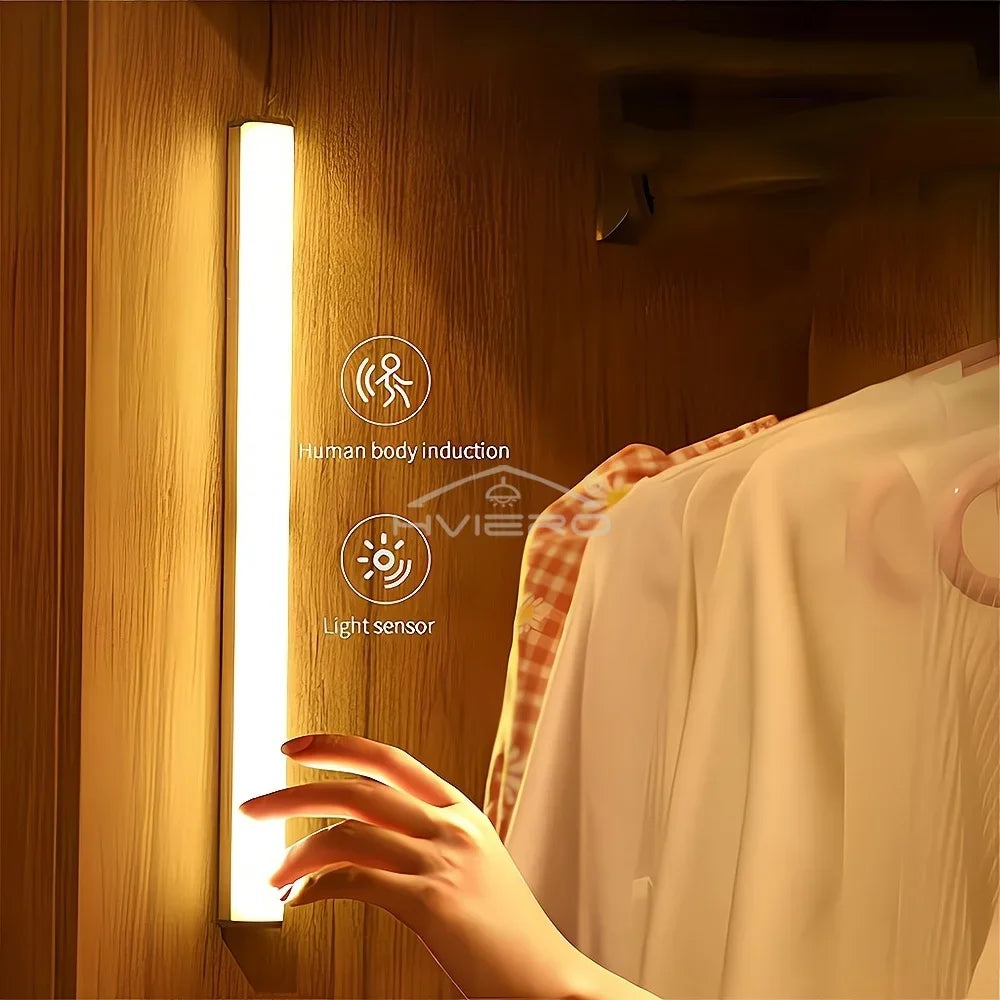 Motion Sensor Night Lights Wireless LED Cabinet Lamps USB Rechargeable Magnetic For Wardrobe Room Closet Kitchen Aisle lighting