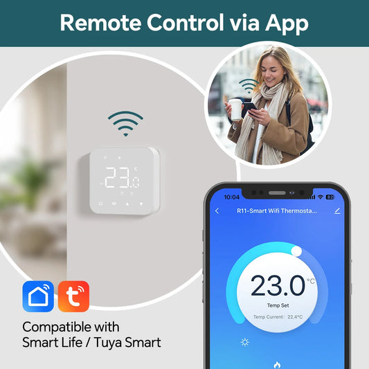 Beok Tuya Thermostat Heating Wifi Smart Battery or USB Powered Boiler Thermoregulator for Alexa,Google Home,Alice