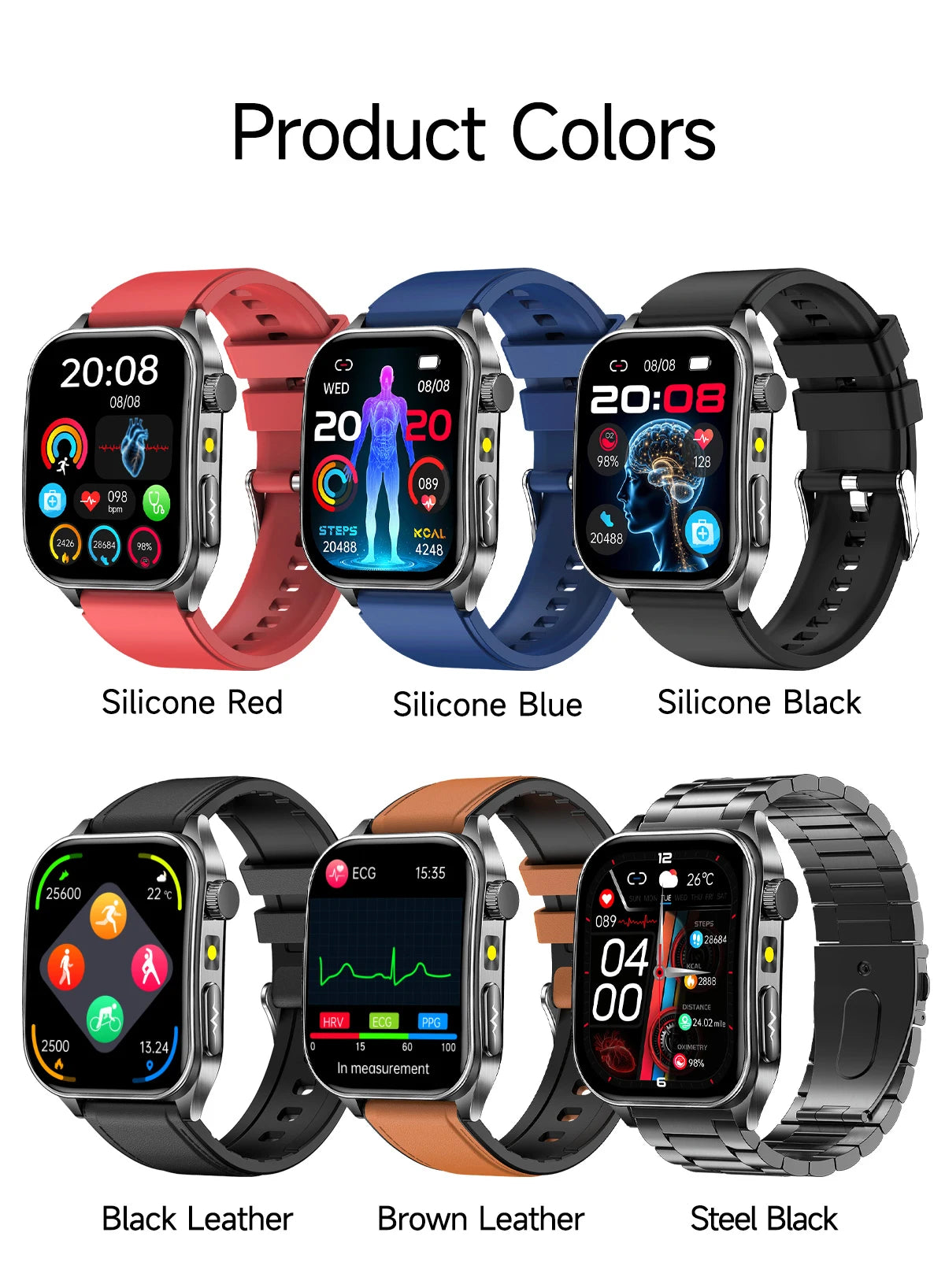 2025 New Mcro Phsical Examination 650nm Laser Therapy ECG Urci Acid Blood Fat Smart Watch Men Blood Pressure Heart Rate Bracelet