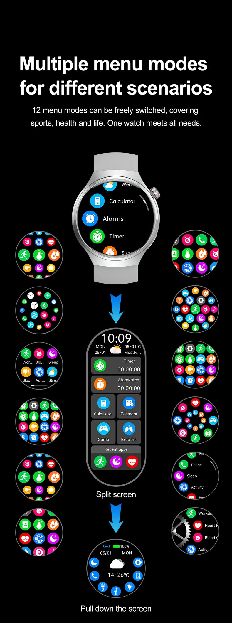 2025 New Watch 4 GT Series Smart Watch Men AMOLED Screen Heart Rate Health Monitoring Bluetooth Call Business Smartwatch Man