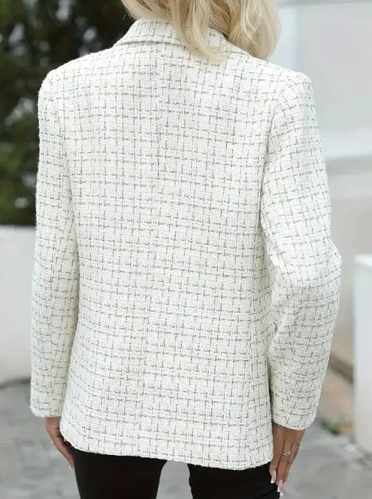 Women's Blazer Autumn Winter New Fashion Button Design Double Breasted Elegant Notched Collar Long Sleeve Casual Blazer