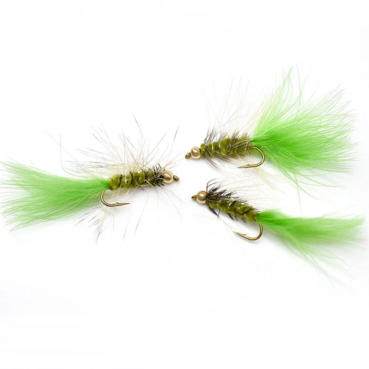 MNFT 10Pcs Goldhead Trout Fishing Flies Lures 10# Barbed Hooks - Bead Head Fishing Fly