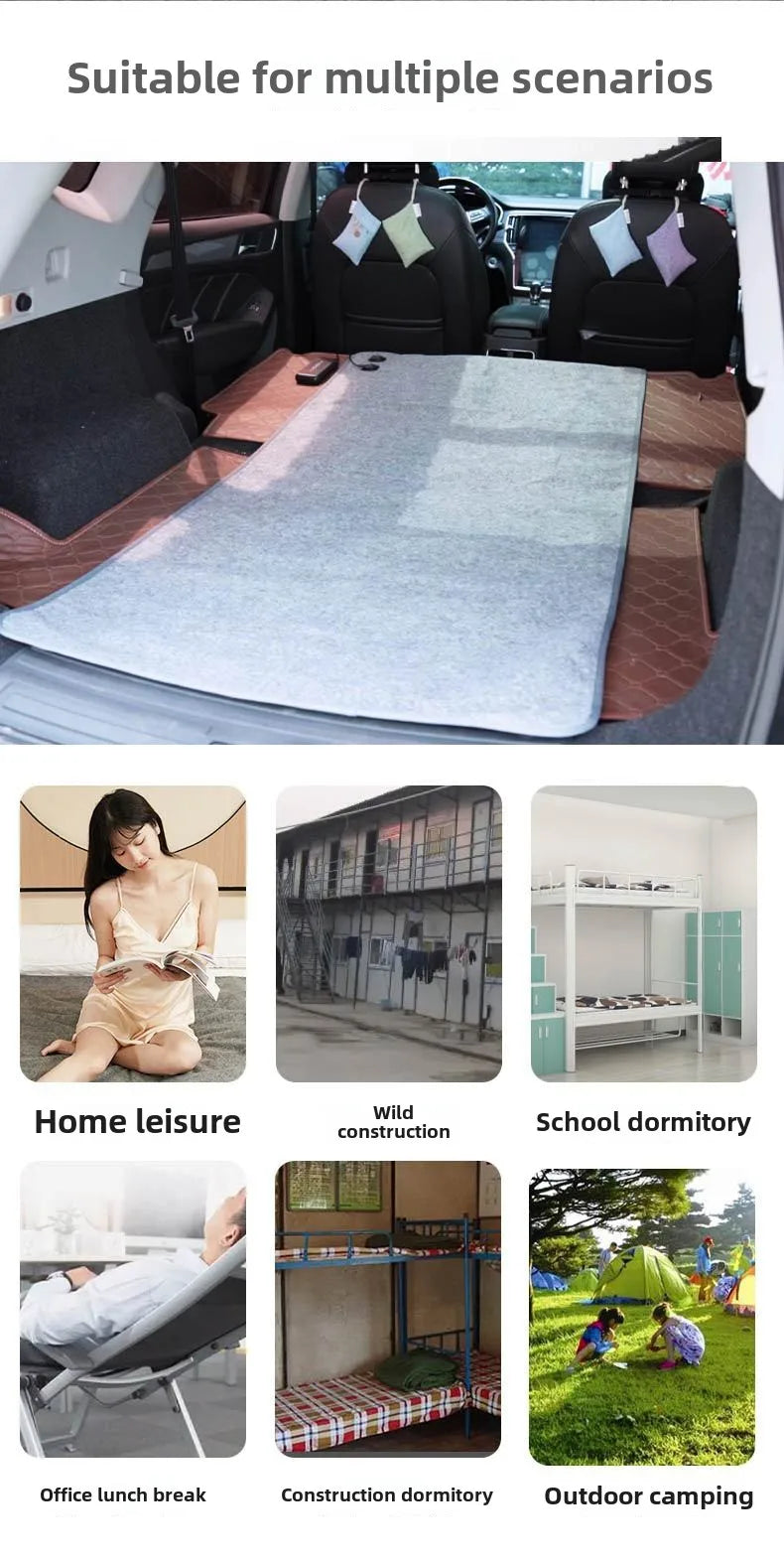 160*80cm 10W DC Heated Mat Plush Electric Blanket Single Mattress USB Type-C Interface Portable Washable Office Bedroom Outdoor