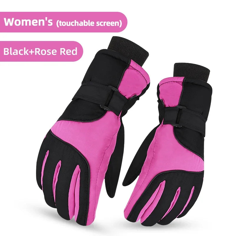 PHMAX Winter Ski Gloves Men Women Gloves Touch Cold Snowboard Motorcycle Cycle Gloves Outdoor Sports Warm Thermal Fleece Running