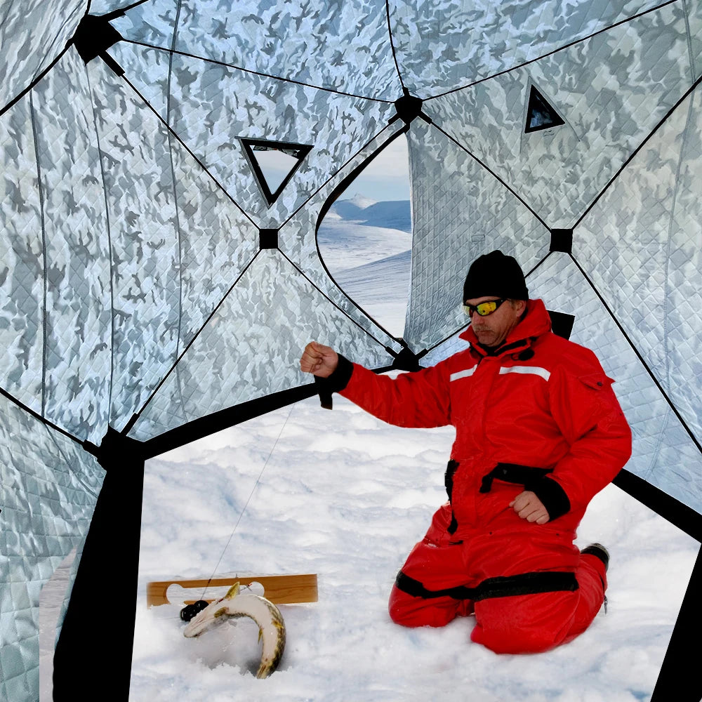 Outdoor Ice Fishing Tent Equipment Winter Fishing Thickened Cotton Quick-Open Quilted Warm And Cold-Proof Four-Person House