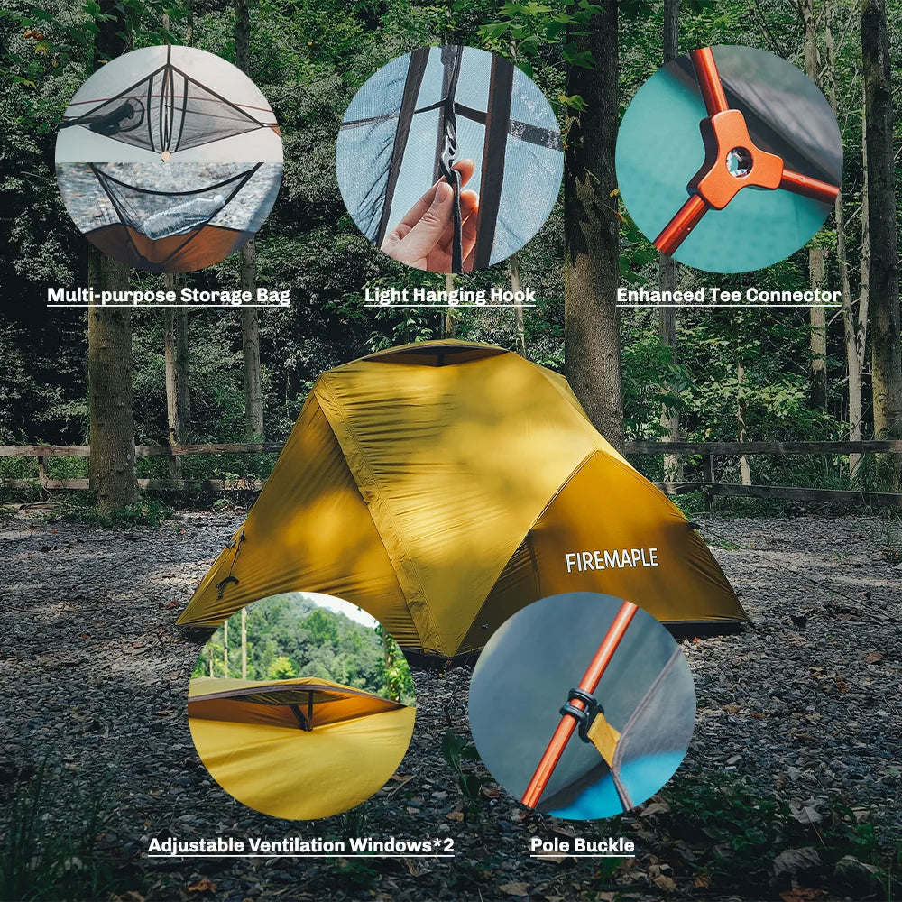 Fire-Maple Tropics Ultralight Backpacking Tent 2 Person 20D Waterproof Easy Setup Hiking Mountaineering Cycling Trekking 1.95KG