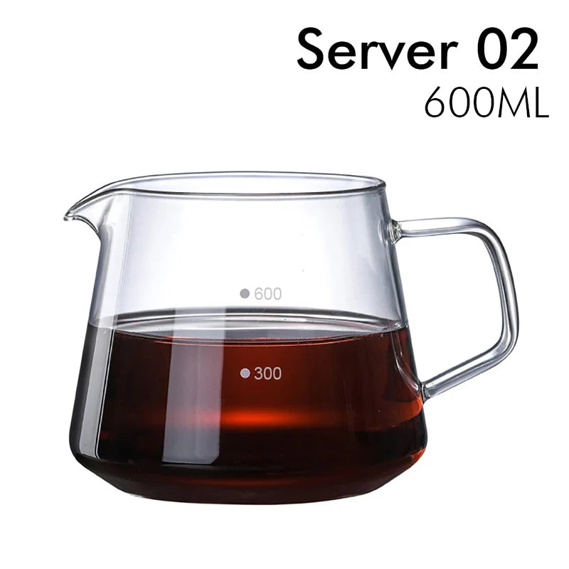 Coffee Server Glass Coffee Pot Heat Resistant Glass Kettle Sharing Pot 600/300ml Pour Over Coffee Espresso Maker Accessories