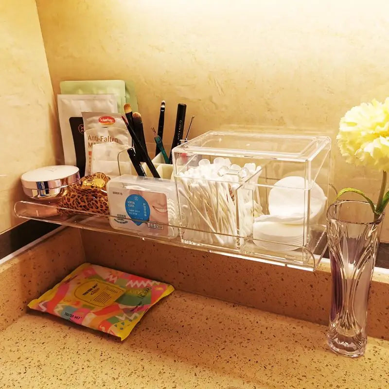 Storage Rack Acrylic Shelf Clear Wall Mounted Thick Transparent Floating Display Stick Bathroom Kitchen Ledge Organizer 20-50cm