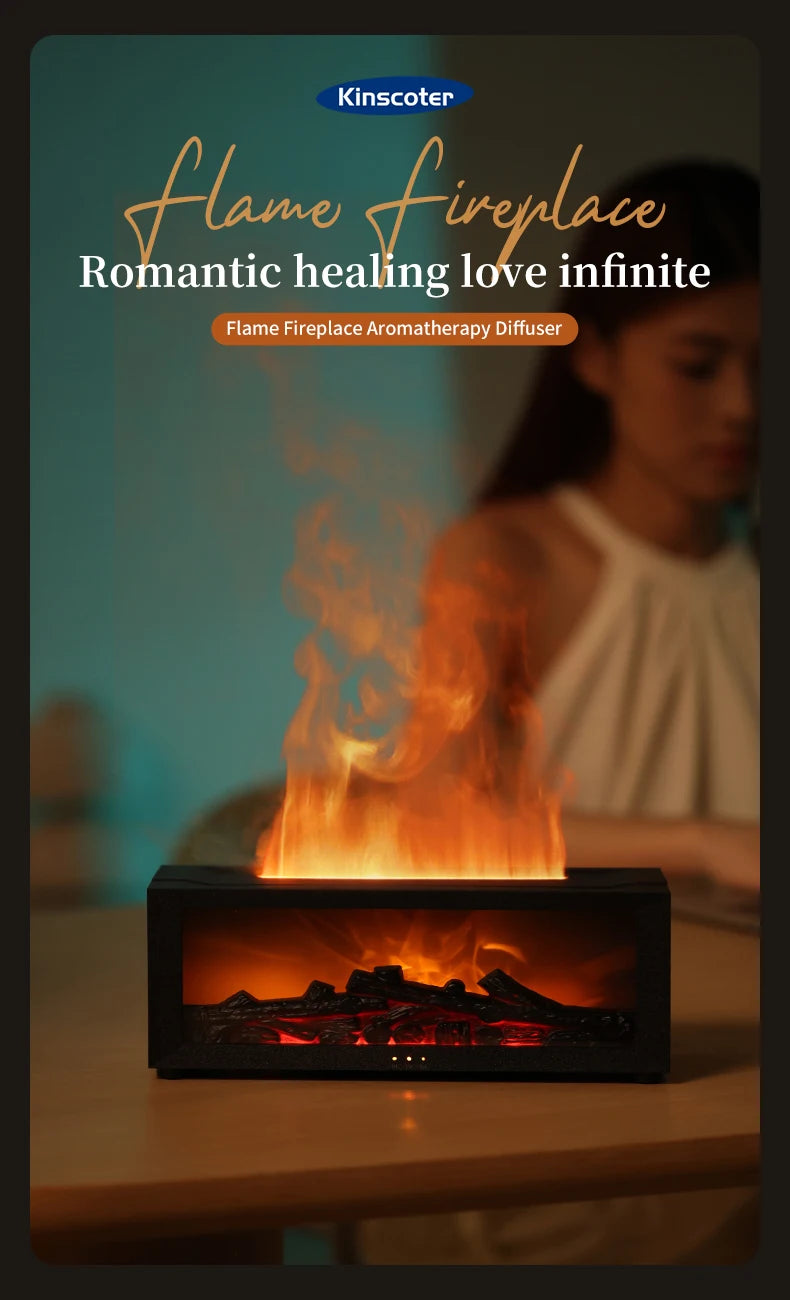 Creative Fireplace Aroma Diffuser Essential Oil Air Humidifier Difusor Remote Control Desktop Decoration for Home Holiday Gift