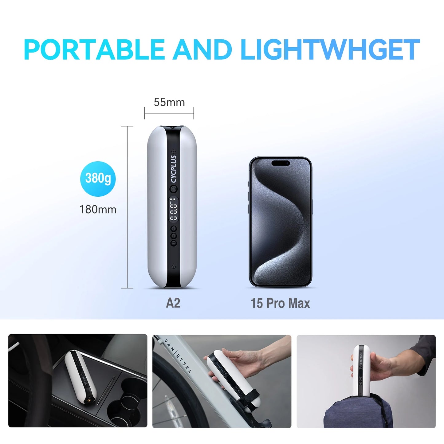 CYCPLUS Smart Air Pump Bicycle Accessories High Pressure Portable Inflator Power Bank Hand Pump for Bike Car Tyre MTB Foot Ball