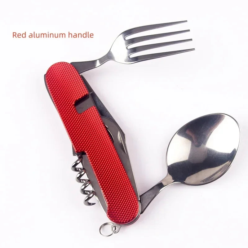 Foldable Camping Utensil Set - Multi-Functional Knife, Fork, Spoon Combo for Outdoor Activities and Sports Camping Picnic Travel