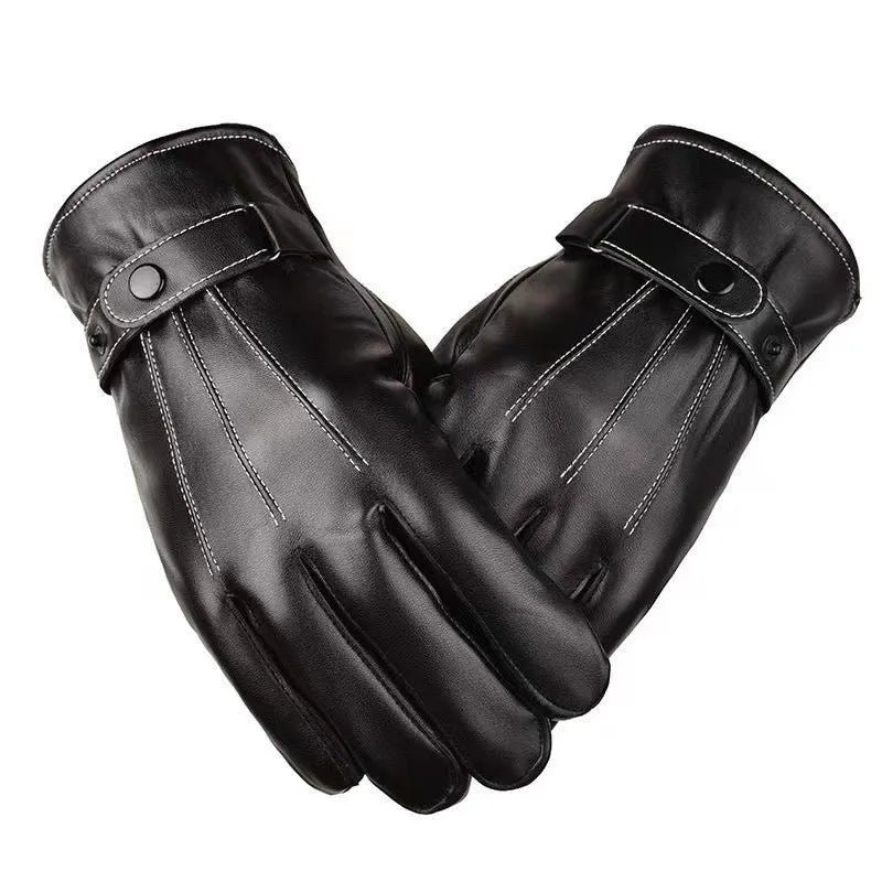 Fashion Touch Screen Faux Leather Gloves Winter Fashion Warm Windproof Sports Cycling Riding Gloves Perfect Men Gifts