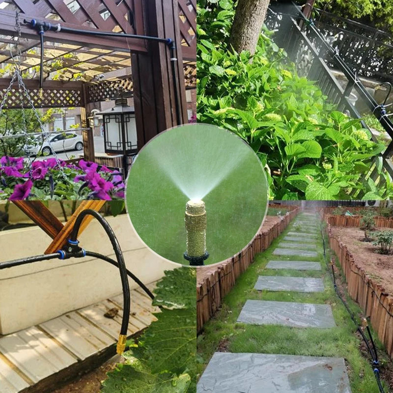 Automatic Sprayer System Patio Misting Cooling Adjustable Rotating Copper Atomizing Nozzle Nebulizer Sprinkler irrigation kit