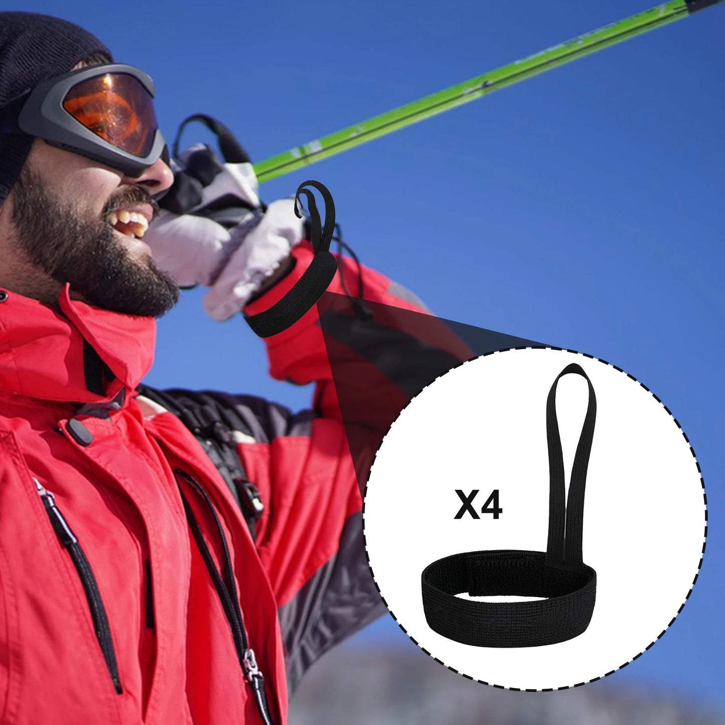 4pcs Skiing Sport Glove Safety Strap Elastic Wrist Leash Glove Strap For Ski Snowboarding Outdoor Mountaineering Accessories