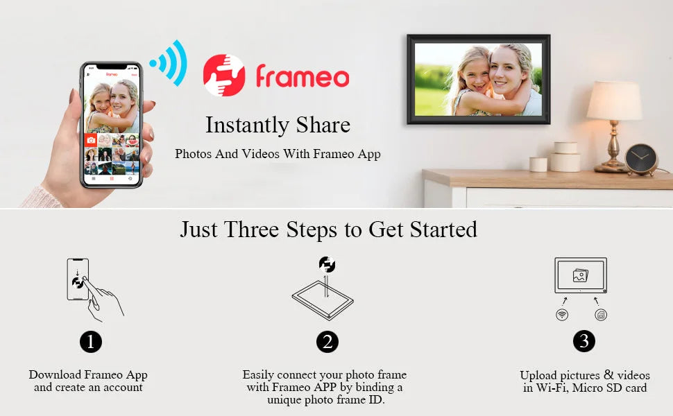 15.6 inch built in 32GB/ 64GB WiFi Large touch ips digital photo frame 1920*1080 WiFi Smart Frame Share Photos Videos via frameo