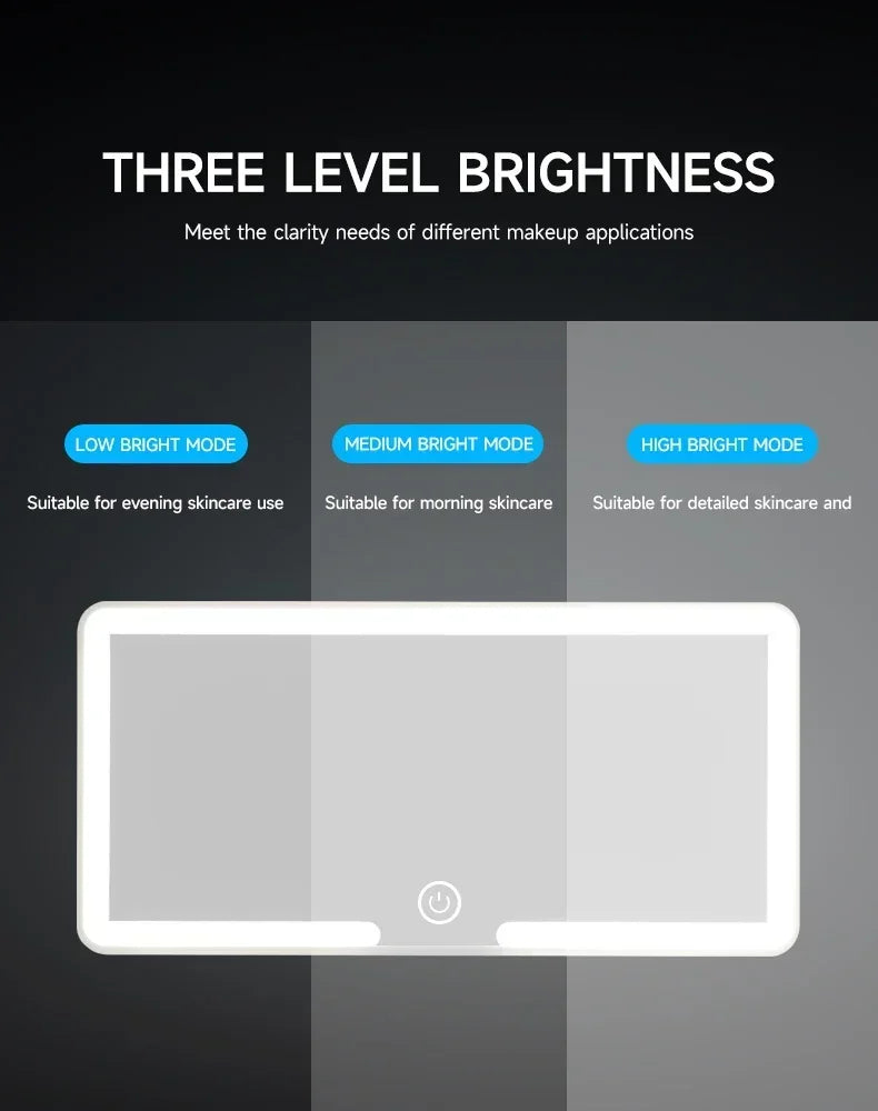 Car Sun Visor Vanity Mirror LED High-definition Vanity Mirror with 3 Light Modes Touch Screen Universal Car Vanity Mirror