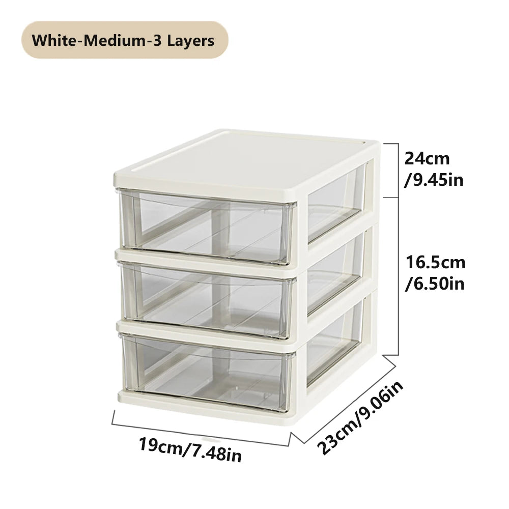 2-6Layers Medium Desktop Storage Box with Drawer Heightened Table Organizer Plastic Office storage cabinet  for home Stationery