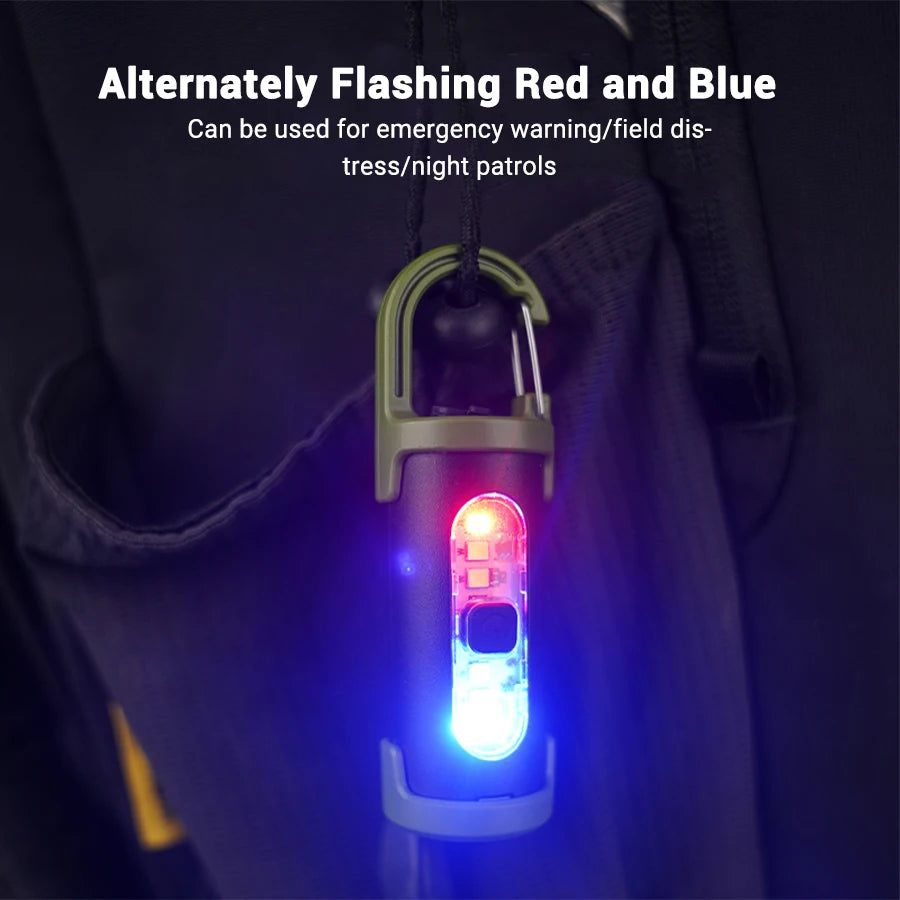 Mini Portable Keychain Flashlight Multifunction COB Work Light 6 Modes Emergency Rechargeable Light for Walking Searching Hiking