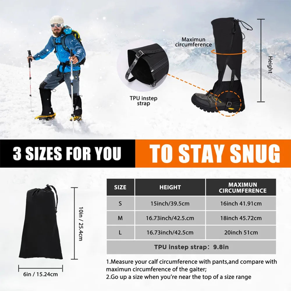 Legging Gaiter Travel Outdoor Leg Warmers Hiking Skiing Waterproof Winter Shoe Cover Boot Tourist Foot Protection Guard