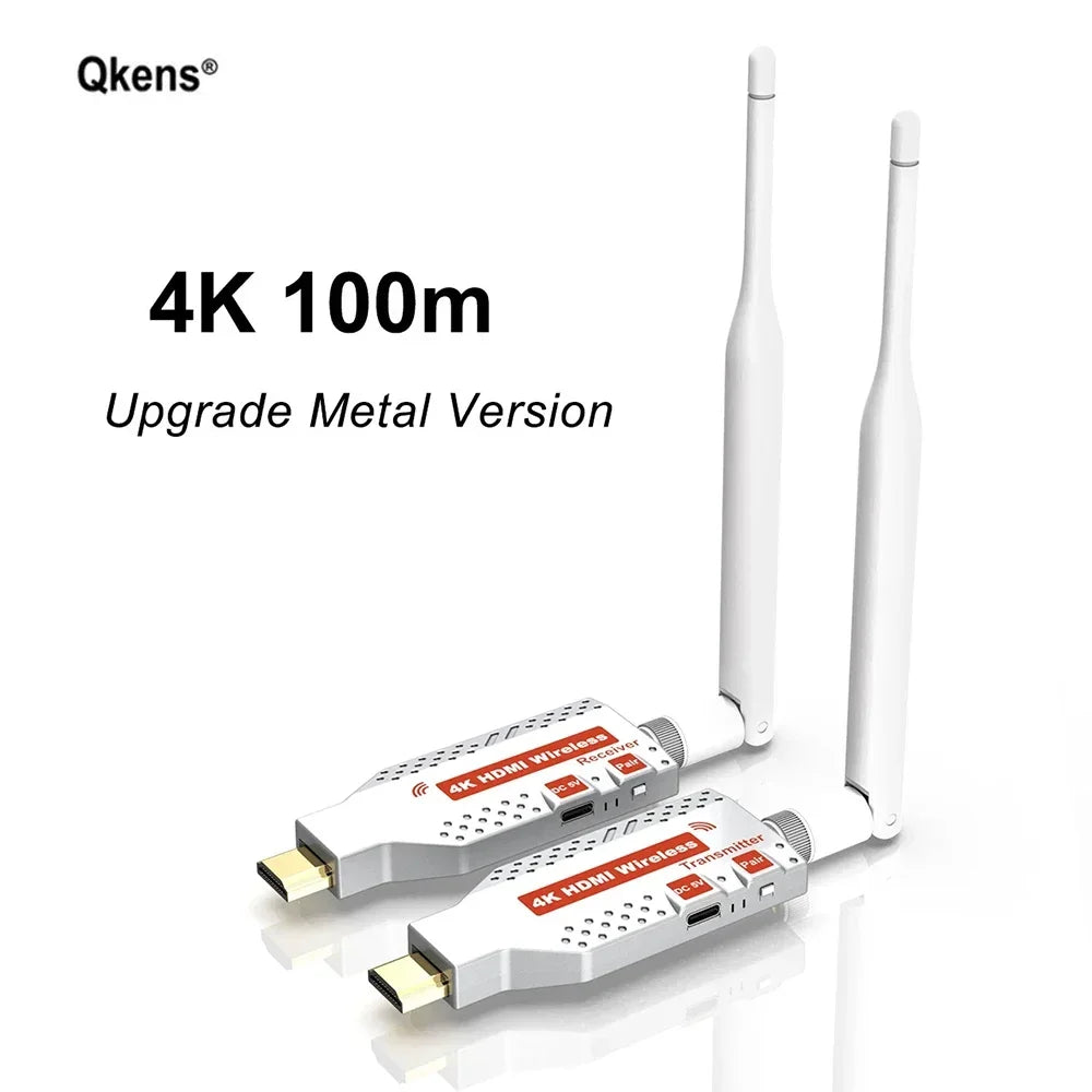 4K Wireless HDMI Extender 1x2 Splitter Video Transmitter and Receiver Display Adapter for DVD Camera Laptop PC To TV Projector