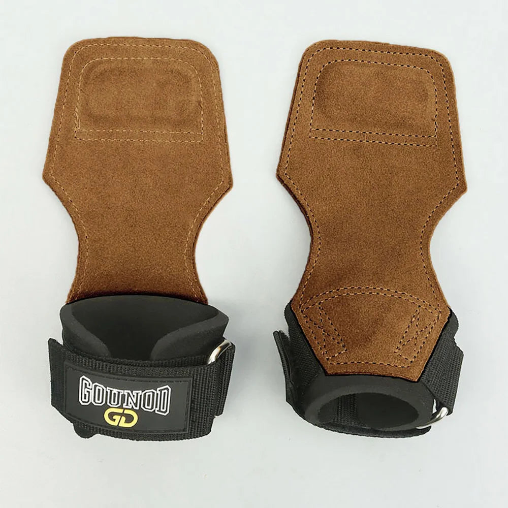 Wrist Straps for Weightlifting Double Layers Cow Leather Gloves Women Men Deadlift Maximum Grip Support Bench Press Pull-up F18