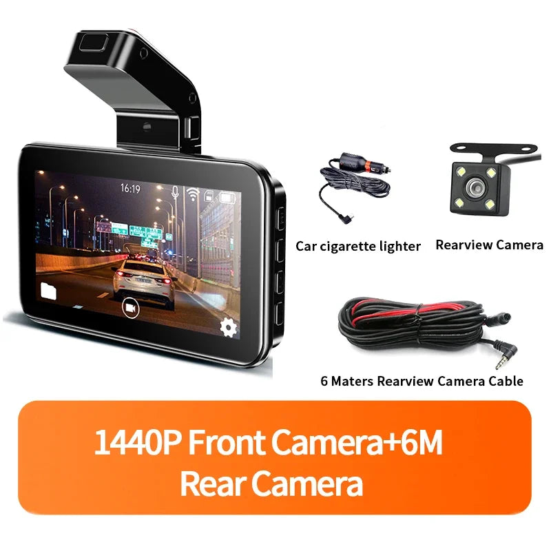 WIFI DVR Recorder Dashcam 1440P Dash Car Dash Cam Camera Dual Lens Built In G-Sensor Loop Recording Parking Monitoring