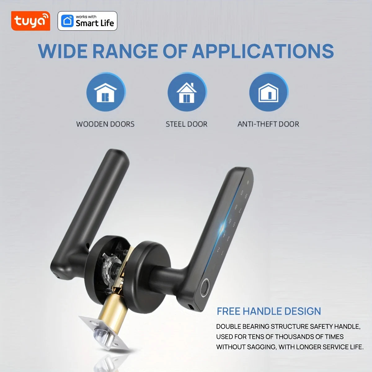 Tuya Smart Door Lock Fingerprint Password Key App 4-in-1 Unlock Electronic Digital Handle Lock Apartment Home