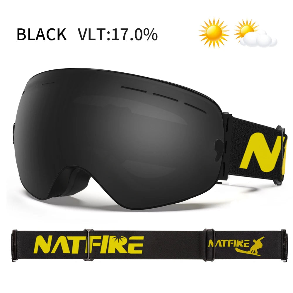 Snowboard Ski Goggles for Men Women UV400 Protection Anti-Fog Ski Glasses Ski Mask Big Face Snow Glasses Skiing Eyewear
