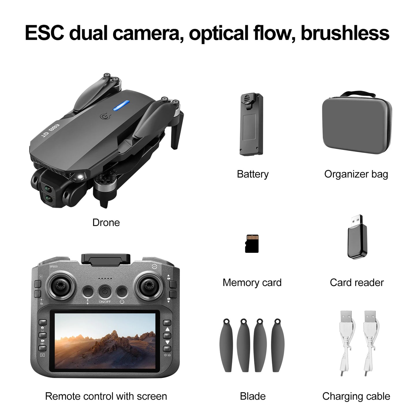 E88GT Drone 8K Professional HD 360° Dual Camera 12.5cm Screen Remote Control Brushless Motors Obstacle Avoidance Quadcopte 2025